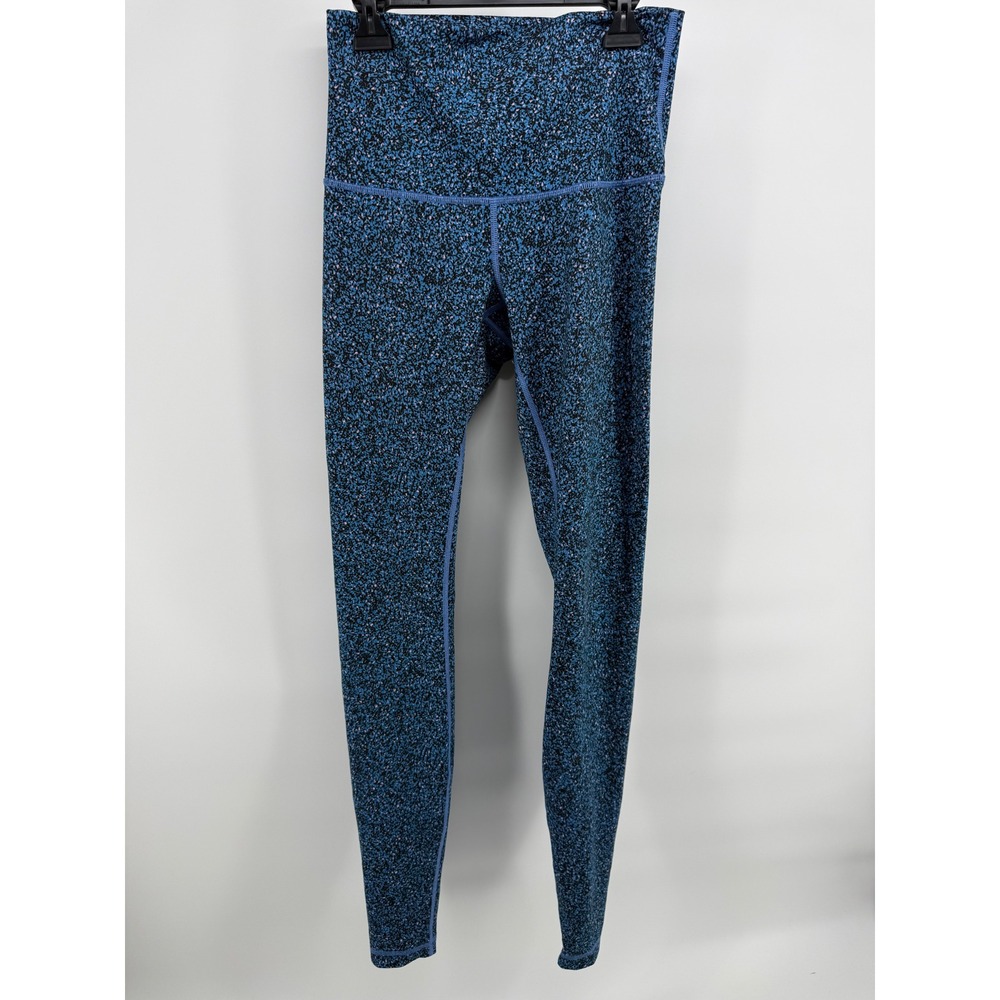 Lululemon High Rise Leggings Blue Black Pink Pixel Static Print Size 6